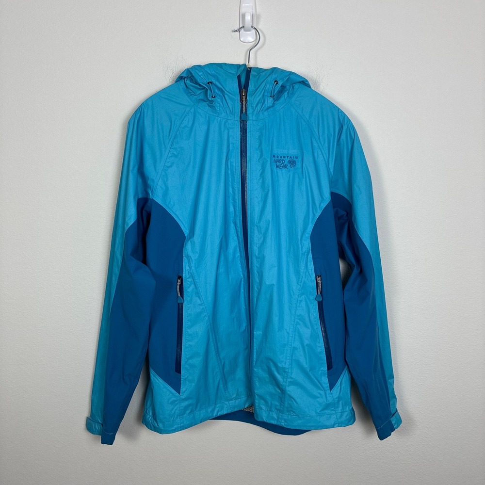 Mountain Hardwear Blue Hooded Rain Shell Jacket Women's M Gorpcore Outdoors